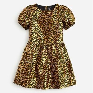 NWOT J. Crew girls metallic leopard dress